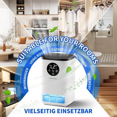 Електричний осушувач повітря 1600 мл, портативний, тихий, з автоматичним вимкненням та 7-кольоровим підсвічуванням для спальні, ванної кімнати та дому