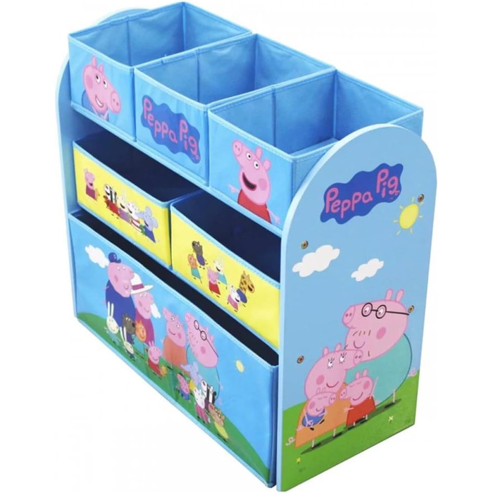Полиця для зберігання HTI-Living 3 яруси Коробка для іграшок Свинка Пеппа 6 тканинних коробок