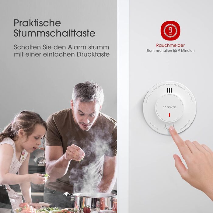 X-Sense Димний пожежний сповіщувач: 10 років роботи від батареї, фотоелектричний сенсор, сертифікат EN14604, SD2J0AX, набір 10 шт. Білий