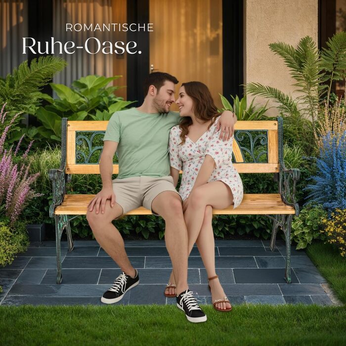 Тектайк (tectake) лавка для саду на 2 особи, дерев'яна, в стилі кантрі, 119,5 x 62 x 83 см, 'Міхаела'