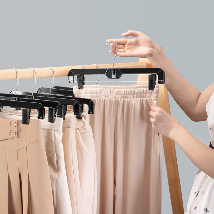 Кліпси для штанів House Day, 12 шт, 35 см, пластикові вішалки для штанів, спідниць, джинсів, шортів та легінсів, з обертовим гачком 360°