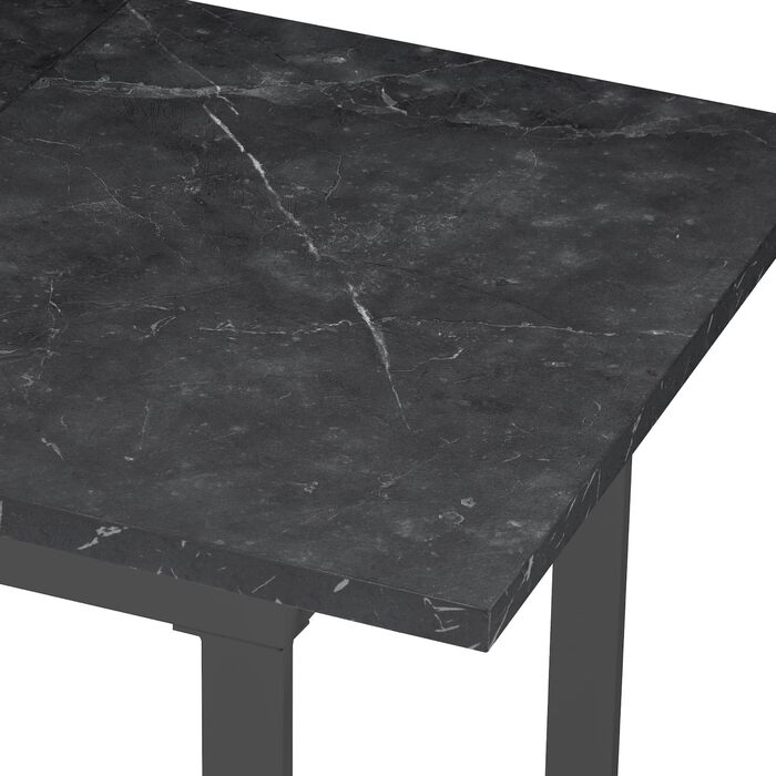 Розсувний обідній стіл B&D Home Anna | 120-160 x 80 см, на 4-6 осіб | стіл для кухні/їдальні з дерев'яними ніжками, чорний | скандинавський/індустріальний дизайн, Texas-Eiche (дуб Техас), 11202-US-EITE (чорний мармур/чорний)