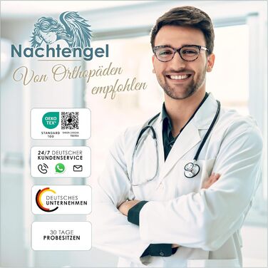 Ортопедична подушка для сидіння Nachtengel з Memory Foam для ергономічного комфорту, полегшення болю в куприку та спині – ідеально для офісного крісла, автосидіння (1 шт, чорний, Medium)