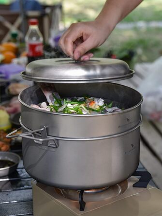 Набір посуду iBasingo 4.5L та 2L: каструля, пароварка, для кемпінгу, пікніка, туризму. Підходить для 3-5 осіб.