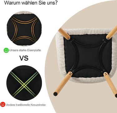 Комплект з 4-х обідніх стільців з підлокітниками, бежевий, з дерев'яними ніжками, з м'яким сидінням, для кухні та вітальні