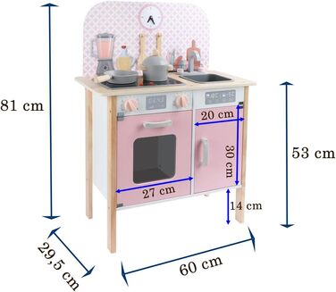 Дитяча кухня Leomark з дерева - Menfi Pink, в т.ч. аксесуари, від 3 років, висота 81 см