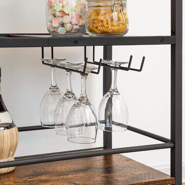 Сервізний візок HOOBRO: візок для кухні, барний візок з замком, візок для вина, вінтажний коричнево-чорний, EBF35TC01G1