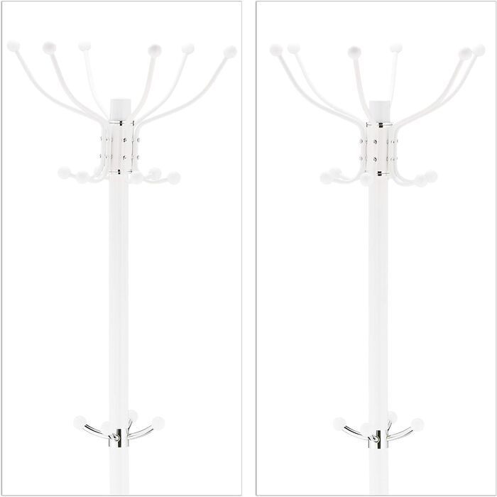 Настінна вішалка для одягу Relaxdays з підставкою для парасольки, 16 гачків, 176,5 x 36,5 см, з підставою з мармуру, золота/біла (чорна)