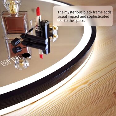 Дзеркало з LED-підсвіткою, кругле, з датчиком руху, для макіяжу, регульоване, антизапар, водонепроникне IP44, для ванної кімнати, настінне, діаметр 90 см