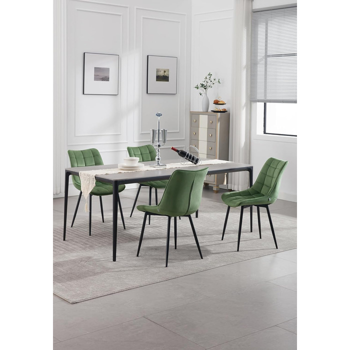 Набір обідніх стільців WOLTU (8 шт.) - обідні стільці для кухні, вітальні, їдальні. М'яке сидіння з велюру, металеві ніжки, до 150 кг.