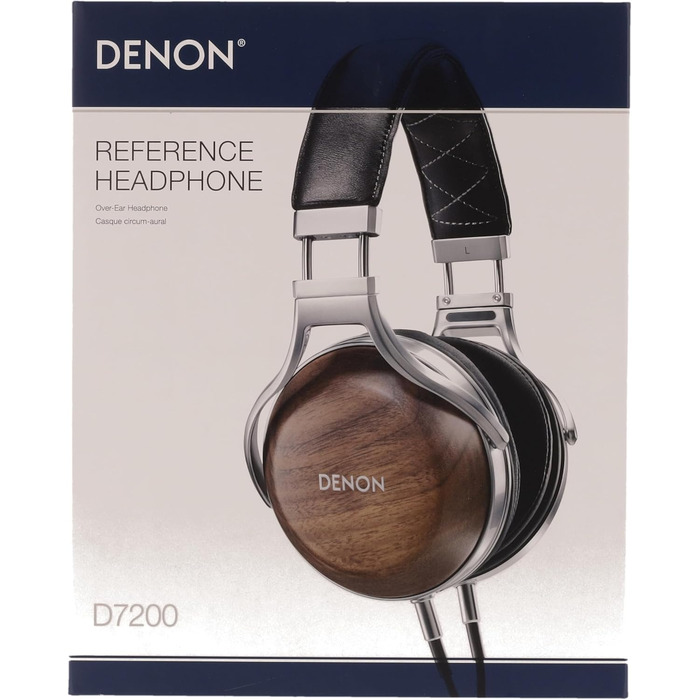 Накладні HiFi навушники Denon AH-D7200 преміум-класу, горіхове дерево, висока роздільна здатність, динамік 50 мм, знімний кабель