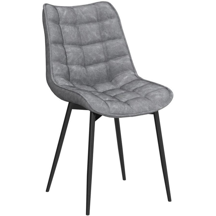 Стільці для їдальні WOLTU - комплект з 4 шт., оббивка з штучної шкіри, металеві ніжки, до 150 кг, сірий колір