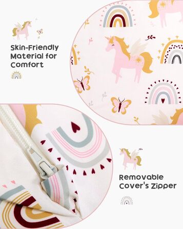 Дитяче розкладне диван-крісло BEJOY 2 в 1, Sherpa, з єдинорогом, бежевий, для дитячої кімнати, подарунок на день народження