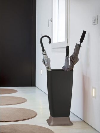 Підставка для парасольок Kreher тримач парасольки з пластику чорного кольору/сіро-коричневого кольору. Розміри 25 х 25 х 55 см Чудовий ефект у вхідній зоні