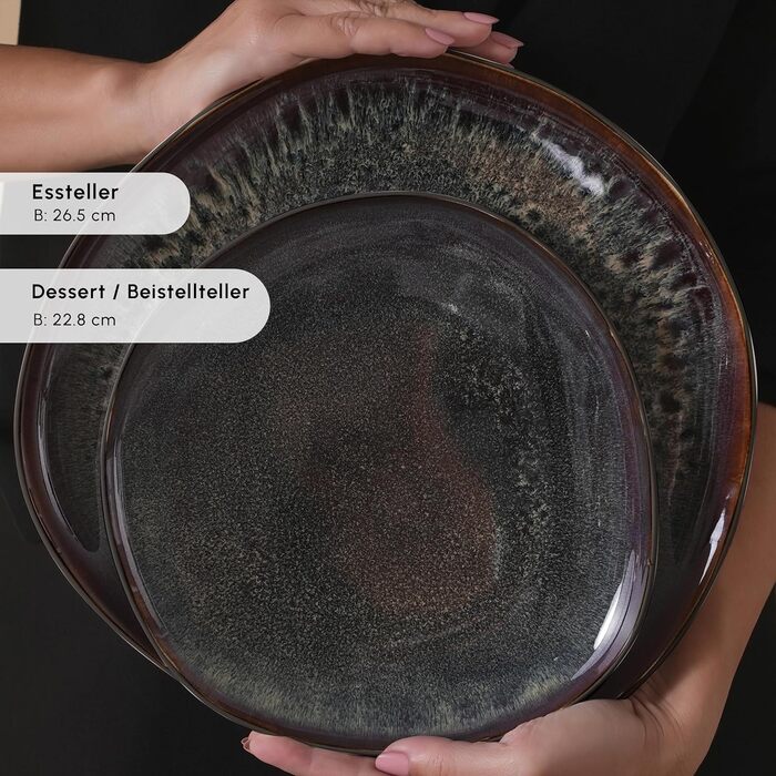 Набір посуду Karaca Streamline New Galactic Stoneware, 59 предметів, 12 персон, чорний Тарілки, Обідній сервіз, Унікальний дизайн, Посуд, Керамограніт