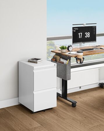 Роликовий контейнер YITAHOME з 2 висувними ящиками, мобільний архівний шафка на колесах для A4, Letter, Legal, металевий офісний шафка для дому/офісу, білий, 51 x 39 x 71 см