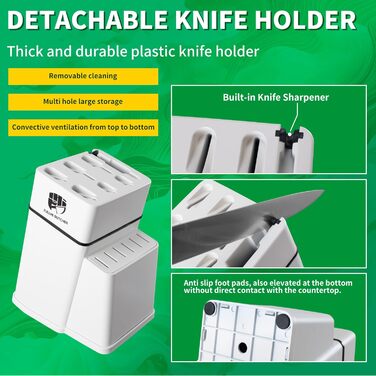 Набір кухонних ножів Fullhi 14 предметів з бруском для заточування, набір кухонних ножів з блоком, преміум якість (срібляста сталь)