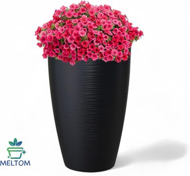 Горщик для квітів MELTOM Blumenkübel - чорний, XXL (58 см) з знімним вкладишем, горизонтальні смуги