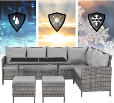 Садовий кутовий диван SVITA Madison Rattan-Lounge з ротангу сірого кольору для тераси та саду