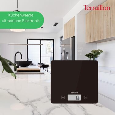 Кухонні ваги Terraillon T1040 з тарою, показуванням рідини, ультратонкі, до 3 кг, дизайн Bakery