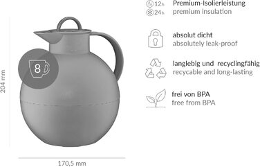 Термокружка Alfi Kugel 0.94л, Vintage Indigo, з нержавіючої сталі, без BPA, дизайнерська модель