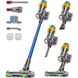 Акумуляторний пилосос бездротовий 600W, 70 хв, 1.8л, для підлоги, килимів, шерсті тварин, з самостійною підставкою, блакитний
