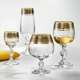 Кришталеві келихи для білого вина Bohemia Claudia 6 шт 190 мл золотисто-платинові