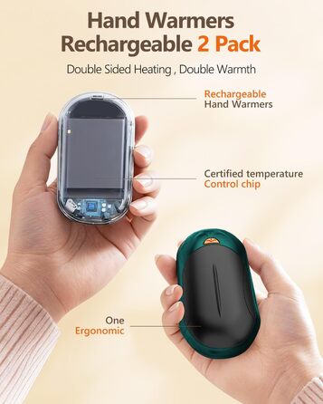 Електричні грілки для рук BOSONER: набір 2 шт, 6000mAh, USB, портативні, для чоловіків та жінок