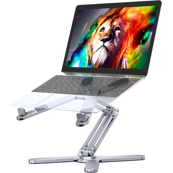 Регульована підставка для ноутбука LIENS, 360° обертання, ергономічна, для iPad та MacBook, до 40.6 см (16 дюймів), срібна