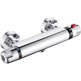 Змішувач для ванни з термостатом, накладний, хром, латунь, з кнопкою безпеки 38°C, для ванни, душ