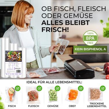 Вакууматор для продуктів BACHWERKE з шириною шва 32 см, вакуумний пакувальник з набором пакетів та запасним різаком