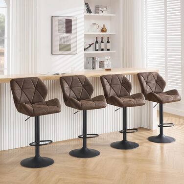 Барні стільці WOLTU 2 шт. - комплект, регульована висота, обертання, штучна шкіра, сталь, темно-коричневий