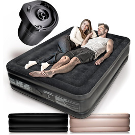 Надувне ліжко для 2 осіб - самонадувна повітряна матрац | Преміум гостьове ліжко без кабелю живлення - інтегрована USB-C помпа - надувне ліжко. Виберіть розмір зараз! Чорний двоспальний