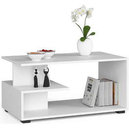 Журнальний столик АКОРД дерев'яний Шпилька 90 x 45 x 51 см Кабінет для вітальні Шафа для спальні Мінімалістичний сучасний дизайн Панель ламінату 16 мм білий колір 90x545 Білий