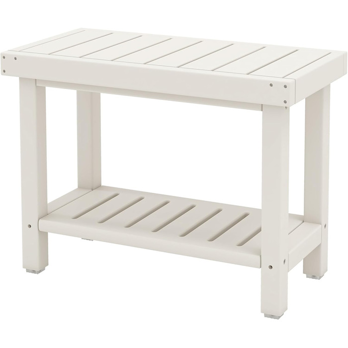 Двомісна лавка для душу Costway з полицею, 150 кг, водонепроникна, коричнево-біла (61x31x49 см)