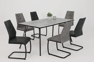 Стіл кухонний Hela Oksana, 160x90 см, з металевим каркасом, шпон, бетонний дизайн