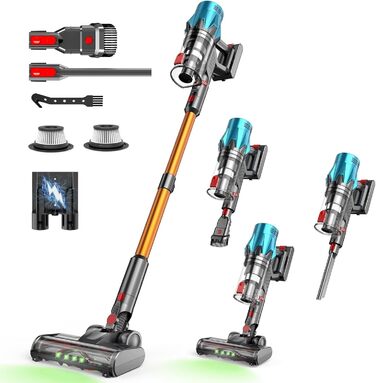 Bergxperten Orizom: Бездротовий пилосос з автовиявленням пилу, 60 хв роботи, 550 Вт, для килимів та твердих поверхонь, видалення шерсті тварин, без мішка (Блакитний)