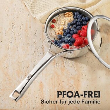 Набір каструль з нержавіючої сталі 10-ти частинний, індукційне дно, антипригарне покриття, 20/24 см сковороди, 1,5/2,5л каструлі з ручками, 5,8л ковшик, 2,8л сотейник, підходить для всіх типів плит, можна використовувати в духовці та мити в посудомийній м