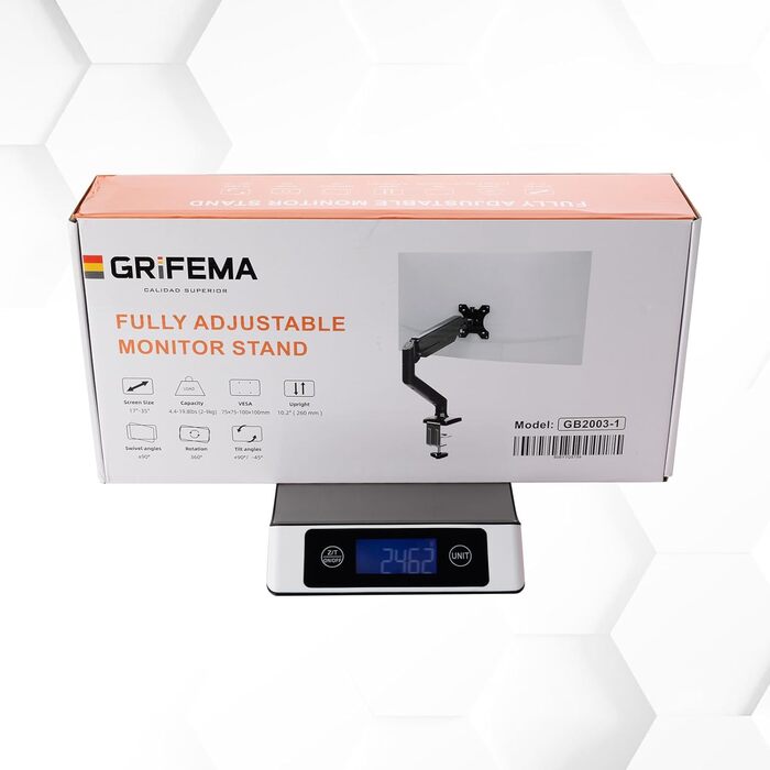 Кріплення для монітора GRIFEMA, 13-32 дюйми, регульована висота, поворотний, чорний, газ-амортизатор, VESA 75x75/100x100, до 9 кг