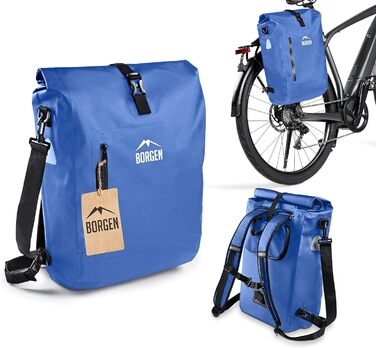 Кофр Borgen 3в1 для багажної полиці водонепроникний - Посилені лямки (новинка 2023 року) - Може використовуватися як велосипедний рюкзак, сумка-кофр, велосипедна сумка та рюкзак (Синій, 18 л)