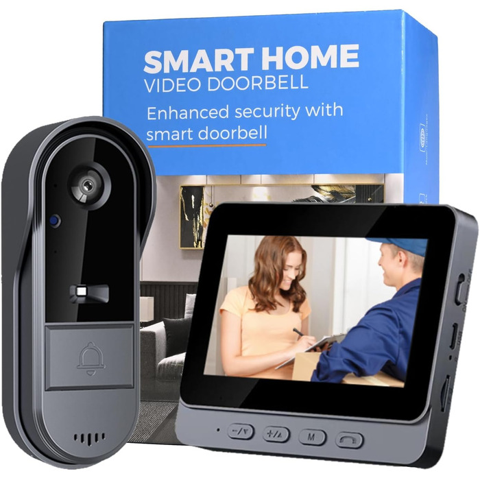 Відеодзвінок Winnes з камерою 1080P, Bluetooth, IP65, 4.3