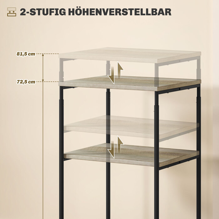 Підставка для принтера з 3 рівнями, регульована по висоті, мобільний стіл для принтера на колесах, для домашнього офісу, металева та дерев'яна