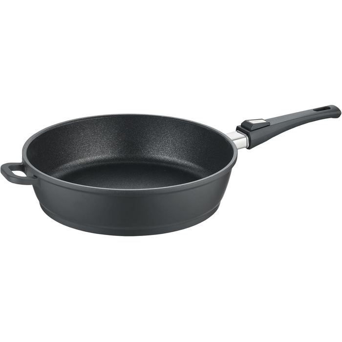 Сковорода Berndes Vario Click 32 см з індукційним дном, знімним ручками, антипригарним покриттям, для всіх плит, з високим бортиком, алюмінієвий литвий корпус, чорна