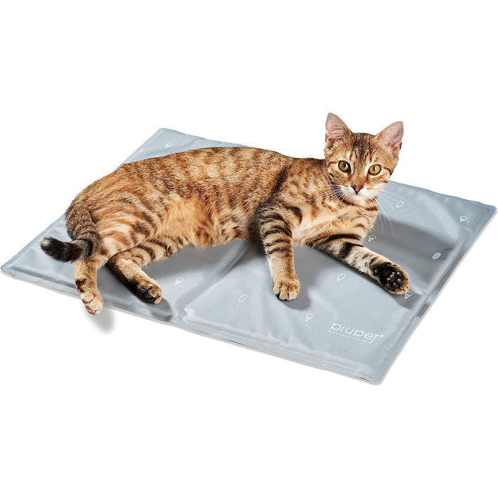 Охолоджуючий килимок PiuPet для кішок 40x50 см I 2 малюнка в 1 I двосторонній охолоджуючий килимок для кішок I сірий охолоджуючий килимок для кішок і собак I охолоджуючу ковдру для кішок 40 x 50 см