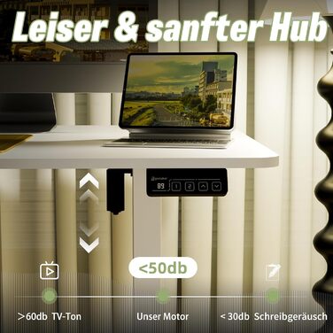Ергономічний регульований стіл ERGOMAKER 140x60 см з електроприводом та функцією пам'яті, білий