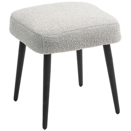 HOMCOM Footstool Квадратний табурет з кашеміровим виглядом, підставка для ніг зі сталевими ніжками, ідеально підходить для вітальні та спальні, світло-сірий