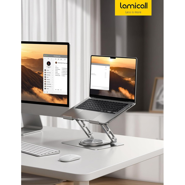 Підставка для ноутбука Lamicall, регульована - 360° обертання, складна, алюмінієва - для столу/офісу, універсальна ергономічна підставка для Macbook Pro Air, 10-17,3' - срібна