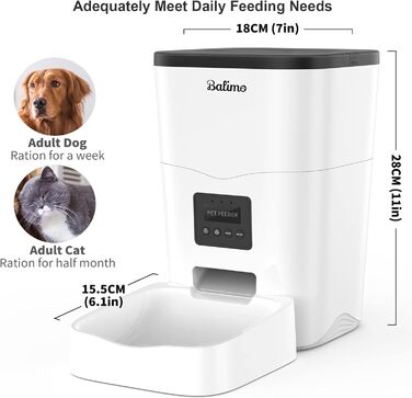 Автоматична годівниця Balimo Leon для сухого корму для котів і собак Wi-Fi & APP Control Автоматична годівниця Торговий автомат для котячого корму Таймер 3 л Подавач Wi-Fi Тільки 2.4G Wi-Fi Білий