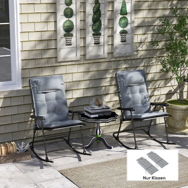 Набір з 2 подушок для шезлонга, водовідштовхувальні, розміром 50x116x5 см, світло-сірого кольору. Підходить для садовиків та інших лежаків.