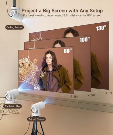 Міні проєктор Beamer 4K Android 11 Smart з автофокусом, WiFi 6, BT 5.0, Full HD 1080P, 260 ANSI, корекція трапецеїдальних спотворень, 5W динамік